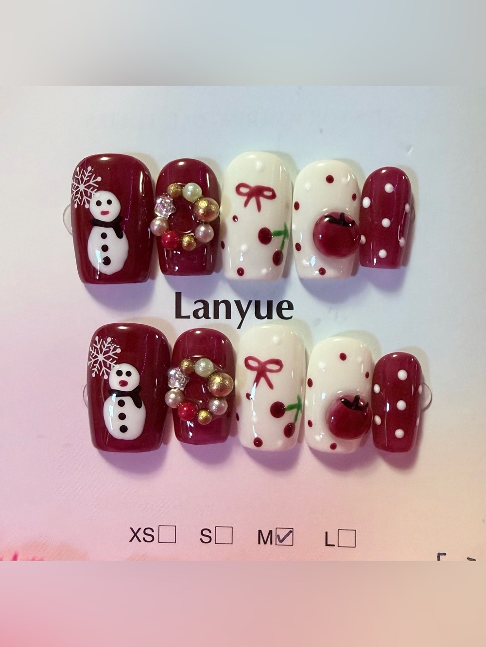 Red and White Holiday Nail Set